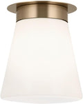 Kichler Albers 8.5 Inch 1 Light Flush Mount with Opal Glass in Champagne Bronze