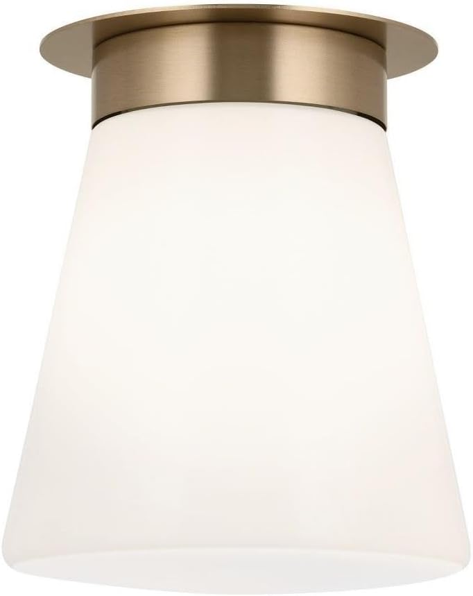 Kichler Albers 8.5 Inch 1 Light Flush Mount with Opal Glass in Champagne Bronze
