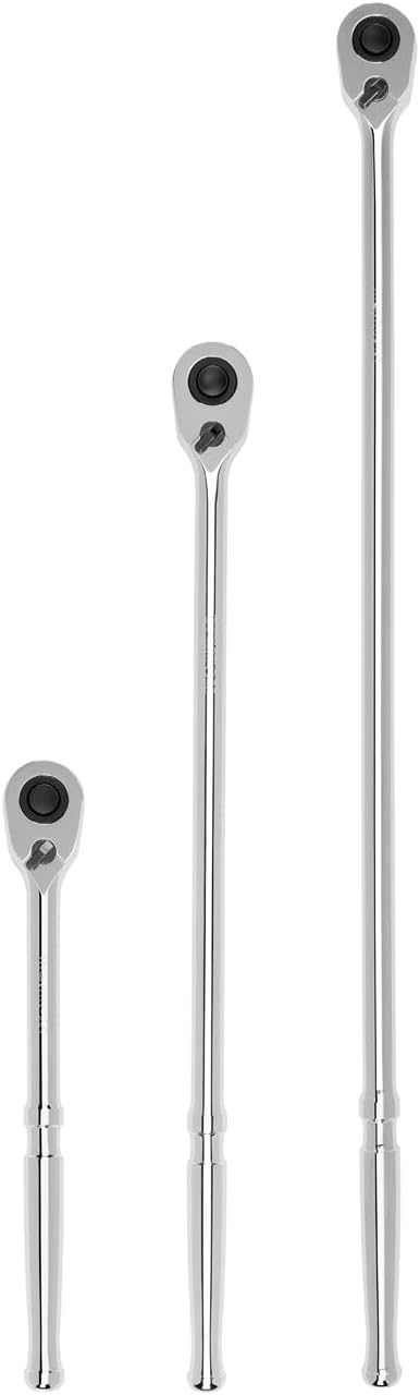 TEKTON 1/2 Inch Drive Quick-Release Ratchet Set, 3-Piece (10-1/2, 18, 24 in.) | SRH92104
