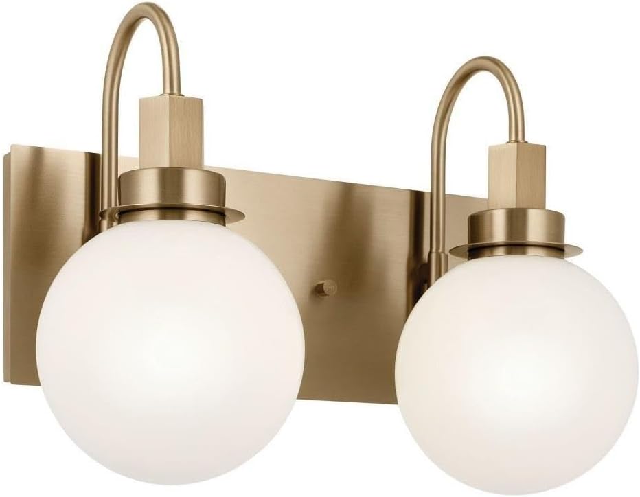 Kichler Hex 14.25' 2-Light Bathroom Vanity Light Fixture with Opal Glass in Champagne Bronze for Modern Bathroom Lighting Over Mirror (14.25' W x 10.25' H) 55150CPZ