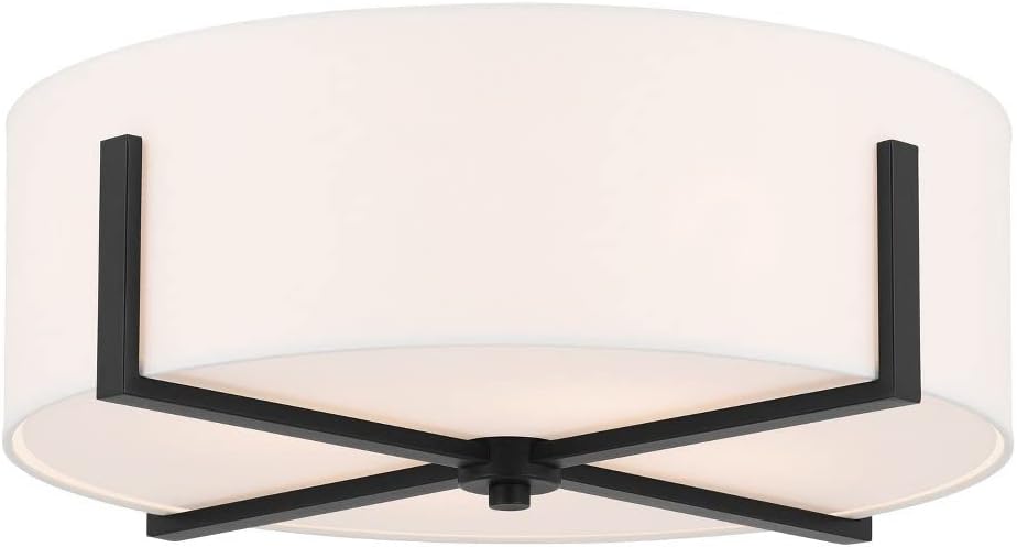 Kichler Malen 52594BK Flush Mount 4-Light 20˝ with White Fabric Shade in Black