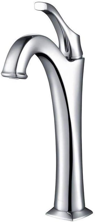 KRAUS KBF-1201CH Arlo Single Handle Basin Bathroom Faucet with Lift Rod Drain and Deck Plate, Chrome