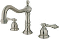Kingston Brass KS1978AL Heritage Widespread Lavatory Faucet with Metal lever handle, Brushed Nickel