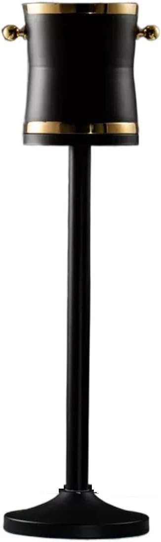 Ice Buckets for Parties, Luxurious Large Stainless Steel Champagne Bucket with Tall Stand, Matte Black Finished, 27.1 Inches Tall,for Home,Guest Rooms and Bar