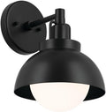 Kichler Niva Convertible Semi Flush 1-Light, Modern Light with Satin Etched Cased Opal Glass in Black for Kitchen Island, Hallway, Small Living Room, Or Dining Room (11.25' x 8.0' x 9.5'), 52601BK