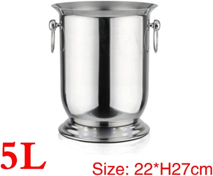 Ice Cube Champagne Bucket with Stand, Stainless Steel Double Wall Wine Chiller with Carrying Handle, Ice Buckets for Parties Festival Bar Outdoor or Indoor Use, 5L for Wine