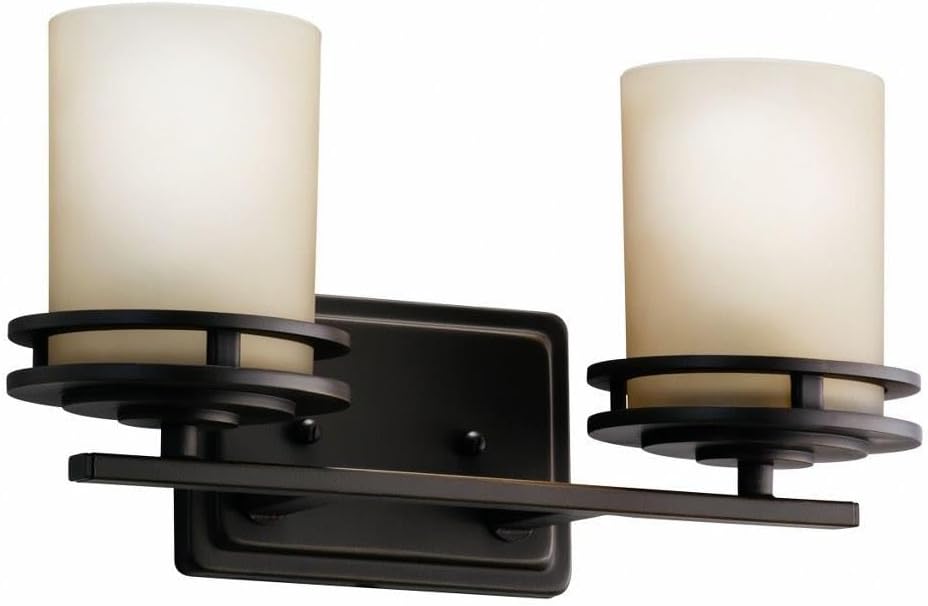 Kichler Hendrik 14.5' 2 Light Vanity Light with Light Umber Etched Glass Olde Bronze®
