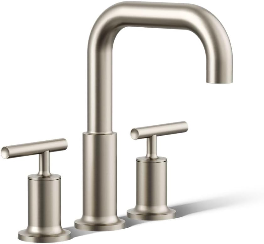 Kohler T14428-4-BN Purist Deck-Mount High-Flow Bath Faucet Trim with Lever Handles, Valve Not Included, Vibrant Brushed Nickel