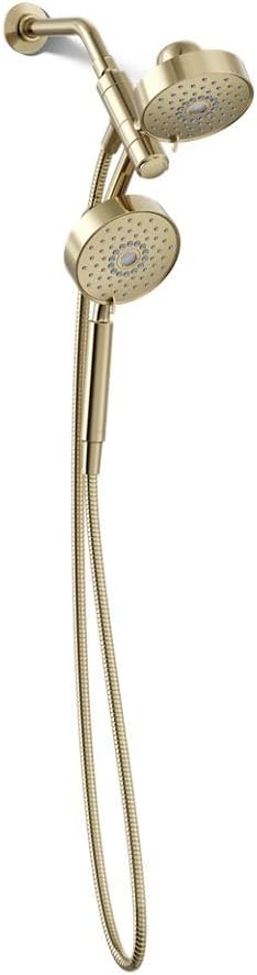 KOHLER 23219-AF Purist 2-in-1 Multi Function Shower Kit with SHOWERHEAD & HAND SHOWER with Full Coverage & Rotating Rail, Vibrant French Gold, 2.5 GPM