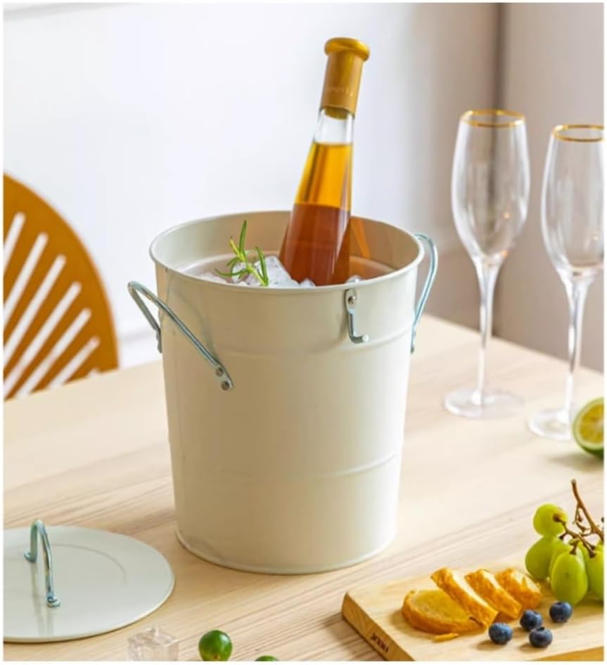Ice Bucket, 3.5 Liter Double Wall Ice Bucket Insulated Ice Buckets with Lid and Scoop Thickened metal Ice Buckets , Party Beverage Tub for Home Kitchen Parties Cocktail Bar Ice Buckets For Parties(Whi