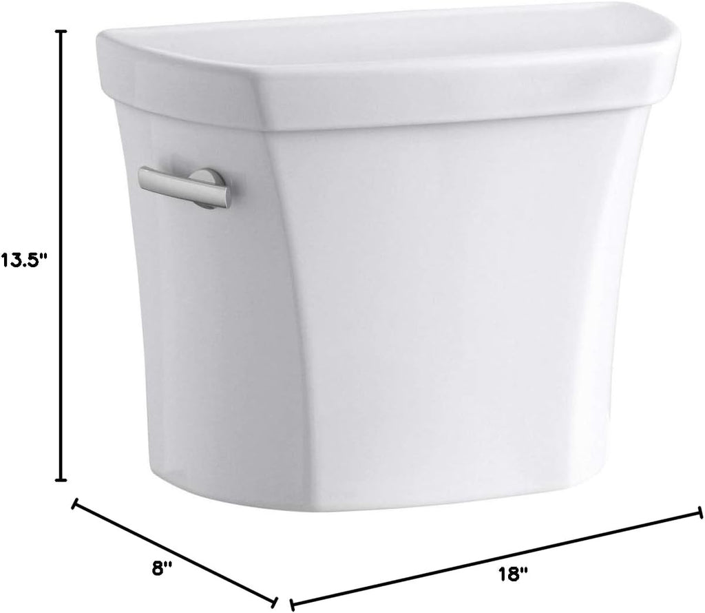 KOHLER K-4468-0 Wellworth Toilet Tank with Left-Hand Trip Lever, Toilet Tank Only with Class Five Canister, 1.6 GPF, White
