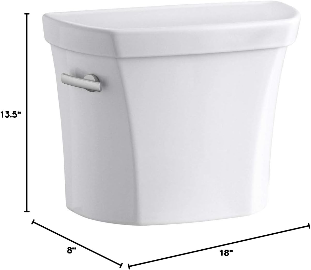 KOHLER K-4468-0 Wellworth Toilet Tank with Left-Hand Trip Lever, Toilet Tank Only with Class Five Canister, 1.6 GPF, White