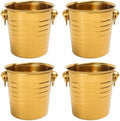 4 Pcs Stainless Steel Champagne Bucket, Beverage Tub with Handles, Ice Bucket, Party Beverage Chiller, for Champagne Beer Cocktail Wine Drinks(Gold,Large)