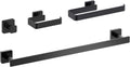 KIBI Blaze Bathroom Hardware Set 4 Piece Bathroom Accessories Set | Towel Bar (19'), Towel Holder, Toilet Paper Holders, Robe Hook (Matte Black) (KBA16-4-2)