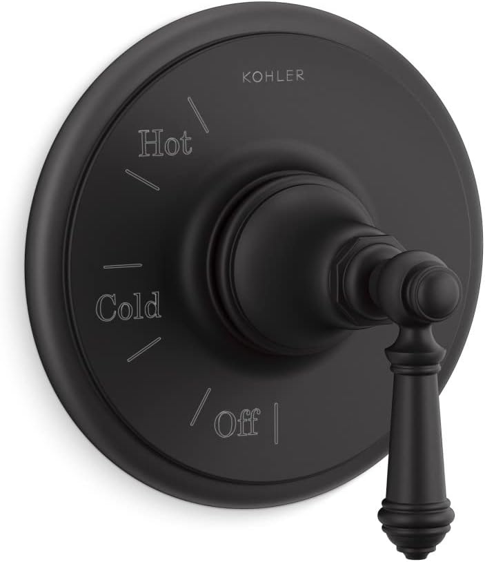 KOHLER TS72767-4-BL Artifacts Rite-Temp Valve Trim With Lever Handle, MATTE BLACK