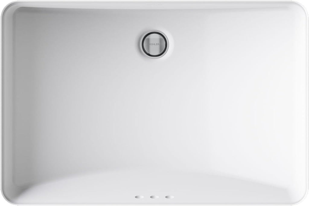 KOHLER 2215-0 Ladena Rectangular Undermount Bathroom Sink Vanity With Curved Bottom, 23-1/4 L x 16-1/4 W, White Bathroom Sinks