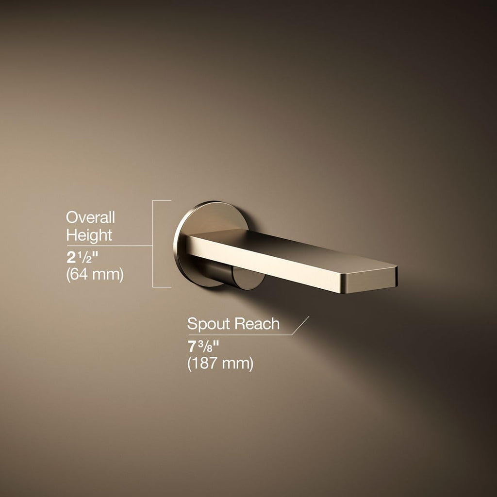 Kohler 73120-BV Composed Wall-Mount Non-Diverter Bath Spout, Vibrant Brushed Bronze