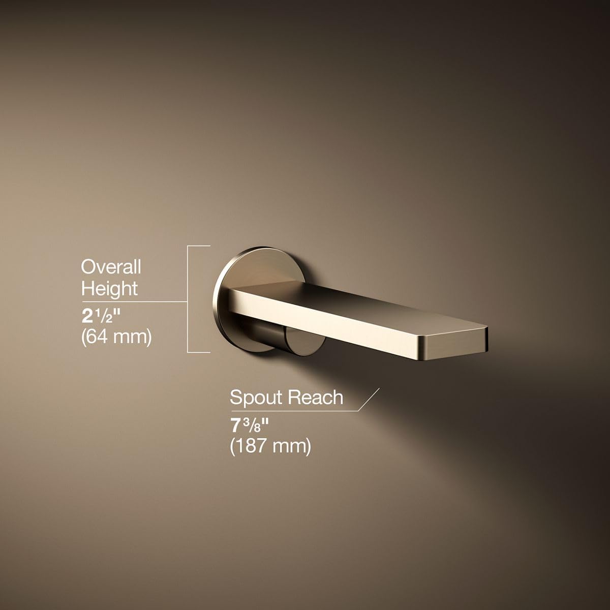 Kohler 73120-BV Composed Wall-Mount Non-Diverter Bath Spout, Vibrant Brushed Bronze