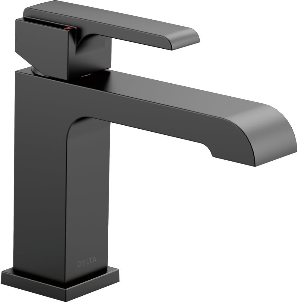Delta Ara Matte Black Bathroom Faucet 1 Hole, Single Hole Bathroom Sink Faucet for Vanity, Matte Black 567LF-BLLPU