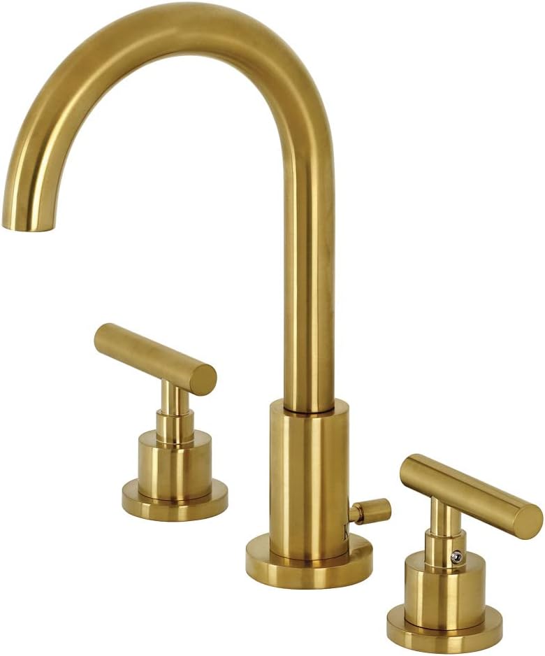 Kingston Brass FSC8923CML Manhattan Widespread Bathroom Faucet Pop-Up, Brushed Brass, 10.06 x 5.38 x 2.5