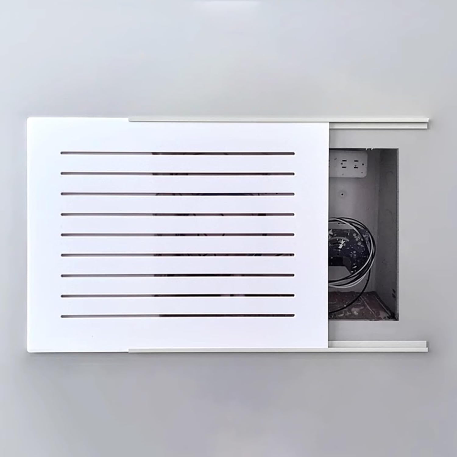 Electrical Panel Cover Ultra-thin Breathable Electric Meter Box Cover, Two-Way Push-Pull Circuit Breaker Box Panel Cover, Self-adhesive Distribution Box Creative Lid(White b,55 x 45 cm/21.7 x 17.7 in)