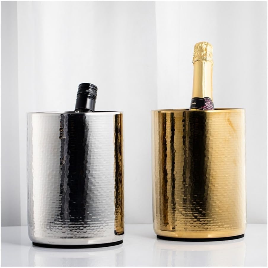 Ice Bucket, Stainless Steel Champagne Wine Chiller Bucket Ice Cooler Ice Buckets For Parties(Silver)