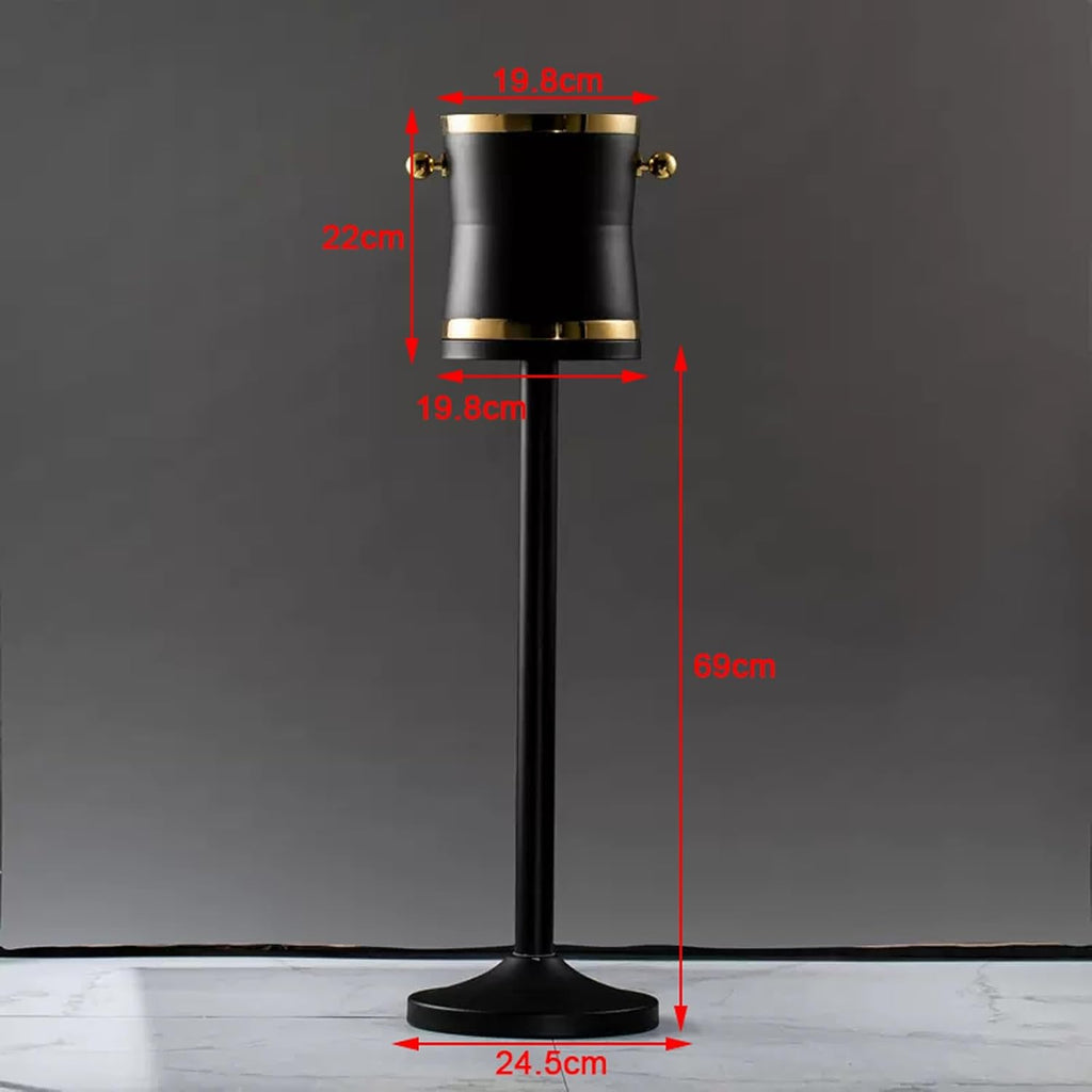 Ice Buckets for Parties, Luxurious Large Stainless Steel Champagne Bucket with Tall Stand, Matte Black Finished, 27.1 Inches Tall,for Home,Guest Rooms and Bar