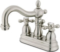 Kingston Brass KB1608AX Heritage 4-Inch Centerset Lavatory Faucet with Metal Cross Handle, Brushed Nickel