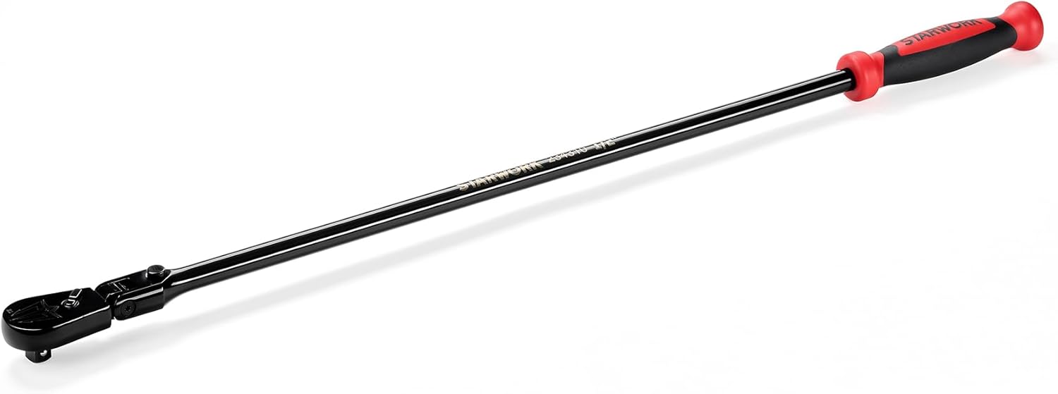 STARWORK TRUE MECHANIC™ 1/2' Drive 90 Tooth Dust-Proof Black Chrome Locking Flex Ratchet, Extra Long 33' Length