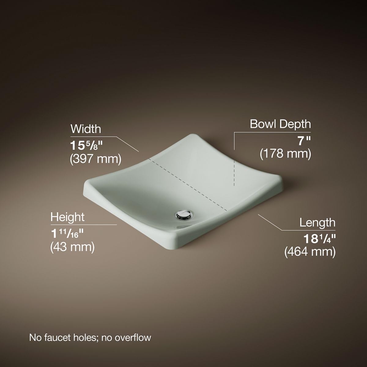 KOHLER K-2833-FF DemiLav Wading Pool Lavatory, Sea Salt