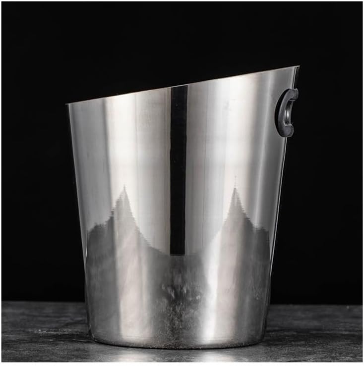 Ice Bucket, Champagne Bucket Beveled Ice Bucket Stainless Steel Ice Bucket Home Wine Ice Wine Bucket Bar Fashion Ice Bucket Ice Buckets for Parties(Silver)