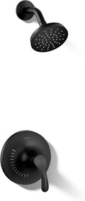KOHLER TS27392-4G-BL Simplice Rite-Temp Shower Trim Set with Single-Function Showerhead 1.75 GPM, Includes Faceplace with Level Handle and Shower Arm and Flange, Matte Black