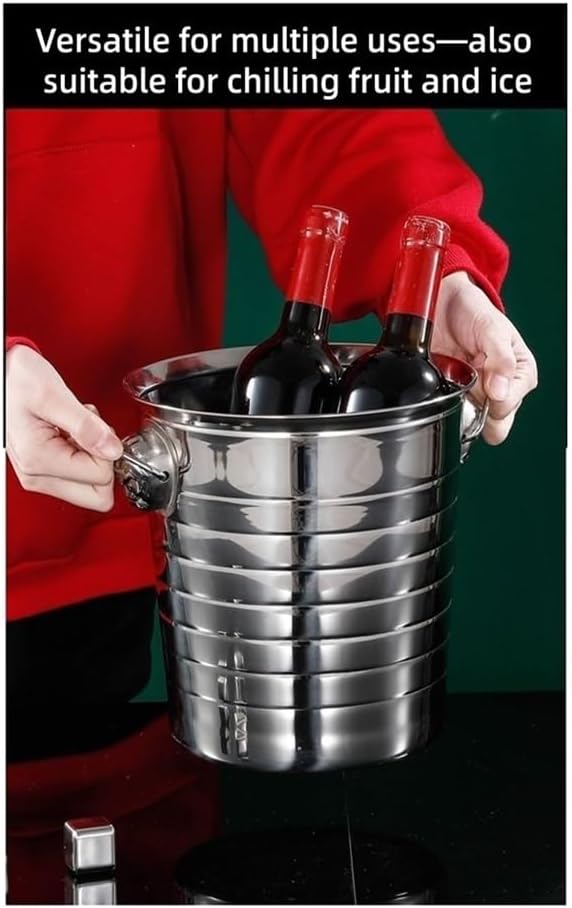 4 Pcs Stainless Steel Champagne Bucket, Beverage Tub with Handles, Ice Bucket, Party Beverage Chiller, for Champagne Beer Cocktail Wine Drinks(Gold,Large)