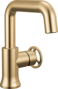 Delta Trinsic U-Spout 1-Hole Bathroom Faucet with Wheel Handle, Gold Single Hole Bathroom Sink Faucet, Metal Push-Pop Drain Assembly, Champagne Bronze 5547HAR-CZ-DST