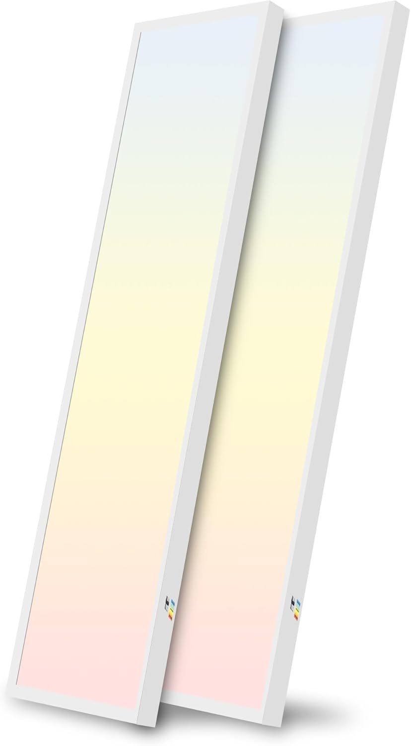 hykolity 1x4 LED Flat Panel Light,4800lm 48W Dimmable Edge-Lit Ceiling Fixture,3CCT 3000K/4000K/5000K,Built-in Driver,Surface Flush Mount Light for Kitchen,Garage,Office,Laundry Room,Workshop,2 Pack