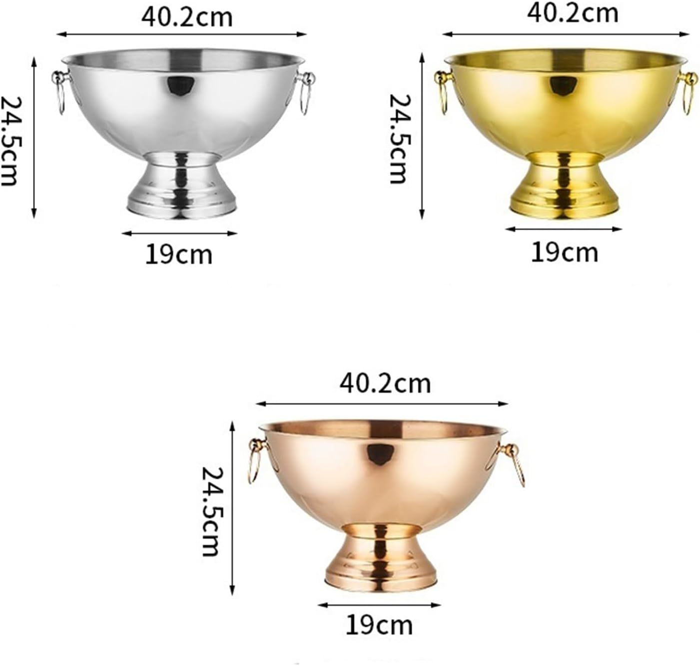 Ice Buckets Large Stainless Steel Double-Eared Ice Bucket for Wine Champagne Beer KTV Clubs Bar Parties(Silver)
