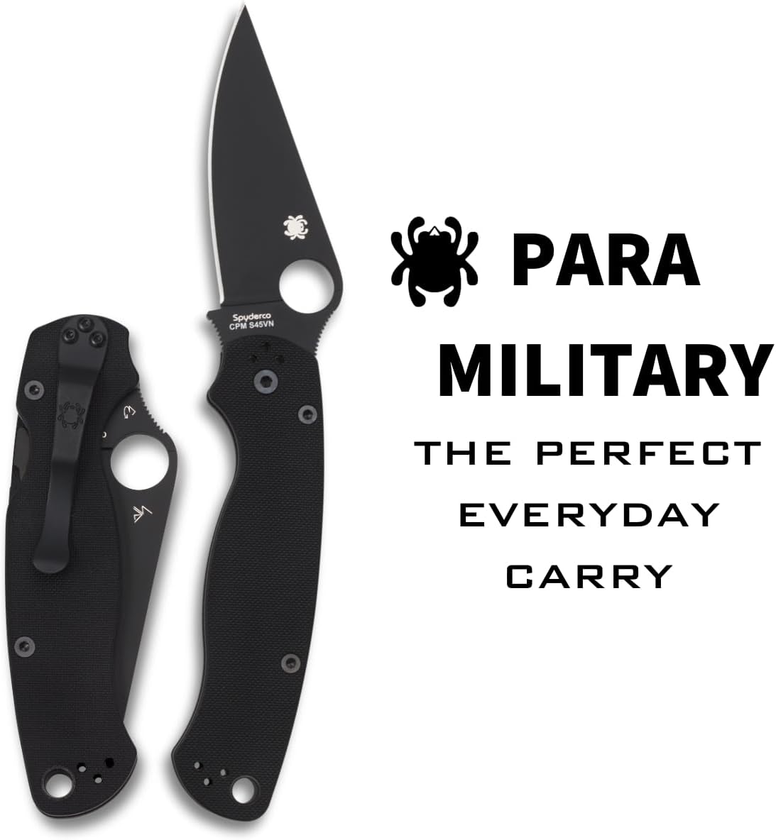 Spyderco Para Military 2 Folding Pocket Knife with 3.4' CPM S45VN Steel Blade and G-10 Handle - EDC Knife for Men and Women, Perfect for Hunting, Tactical, Camping, Survival - PlainEdge - C81GPBK2