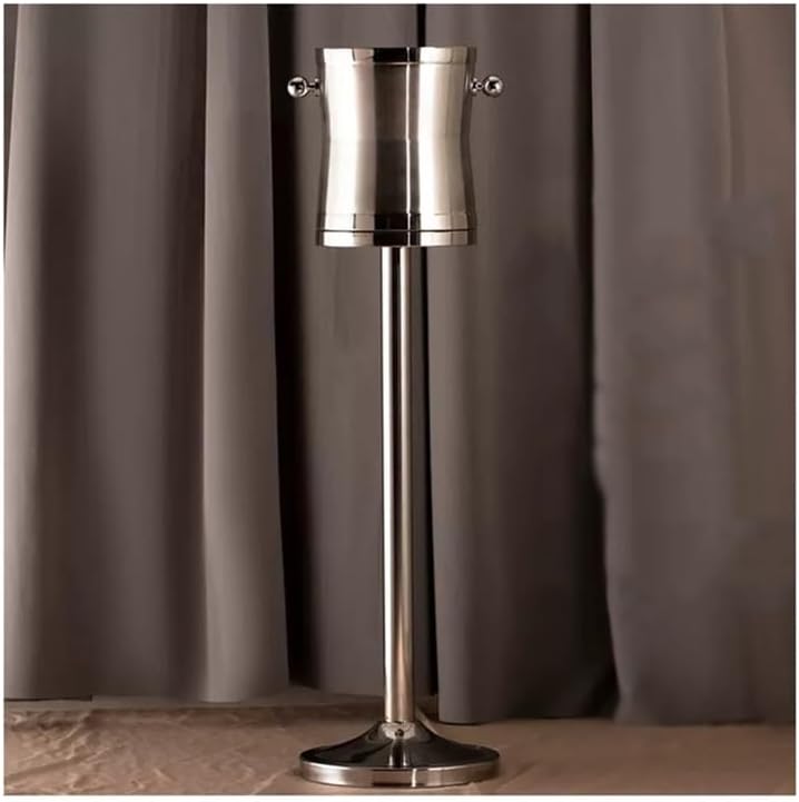 4L Stainless Steel Double Wall Ice Bucket with Stand Wine Chiller Ice Buckets for Parties Festival Bar Outdoor or Indoor Use,Height 35.4 inches