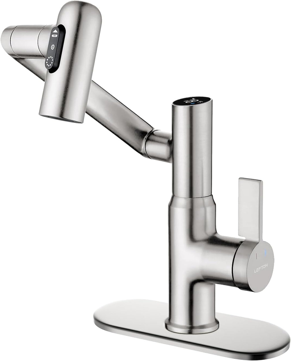 Lefton Rotatable Bathroom Faucet BF2204 with 6' Cover Plate FCP2202, Brushed Nickel