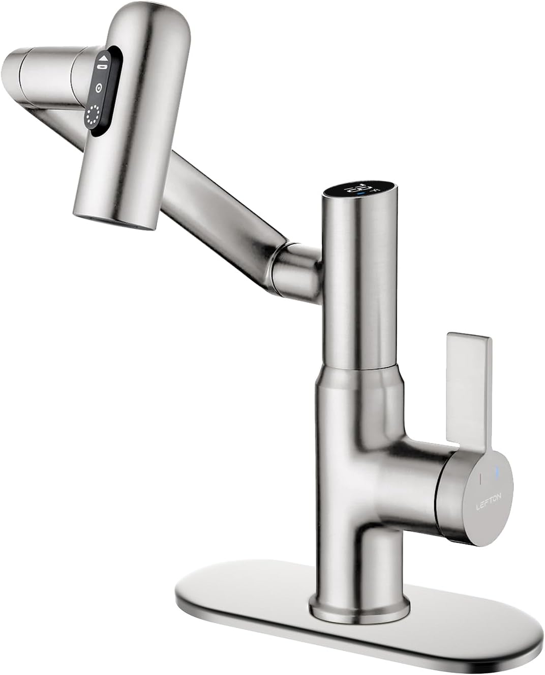 Lefton Rotatable Bathroom Faucet BF2204 with 6' Cover Plate FCP2202, Brushed Nickel