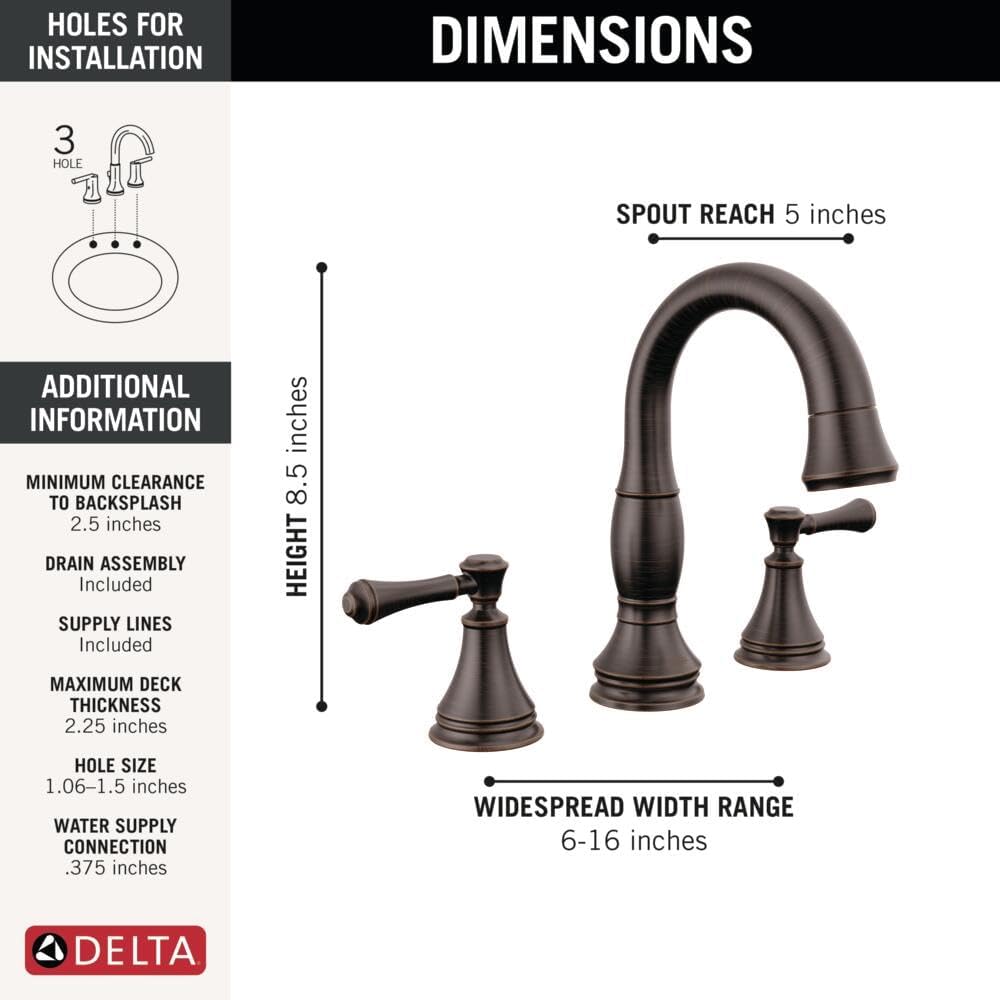 Delta Faucet Cassidy Pull Down Bathroom Faucet, Bathroom Pull Out Faucet, Oil Rubbed Bronze Widespread Bathroom Faucet 3 Hole Pull Down, Bathroom Sink Faucet Magnetic, Venetian Bronze 3597-RBPD-DST