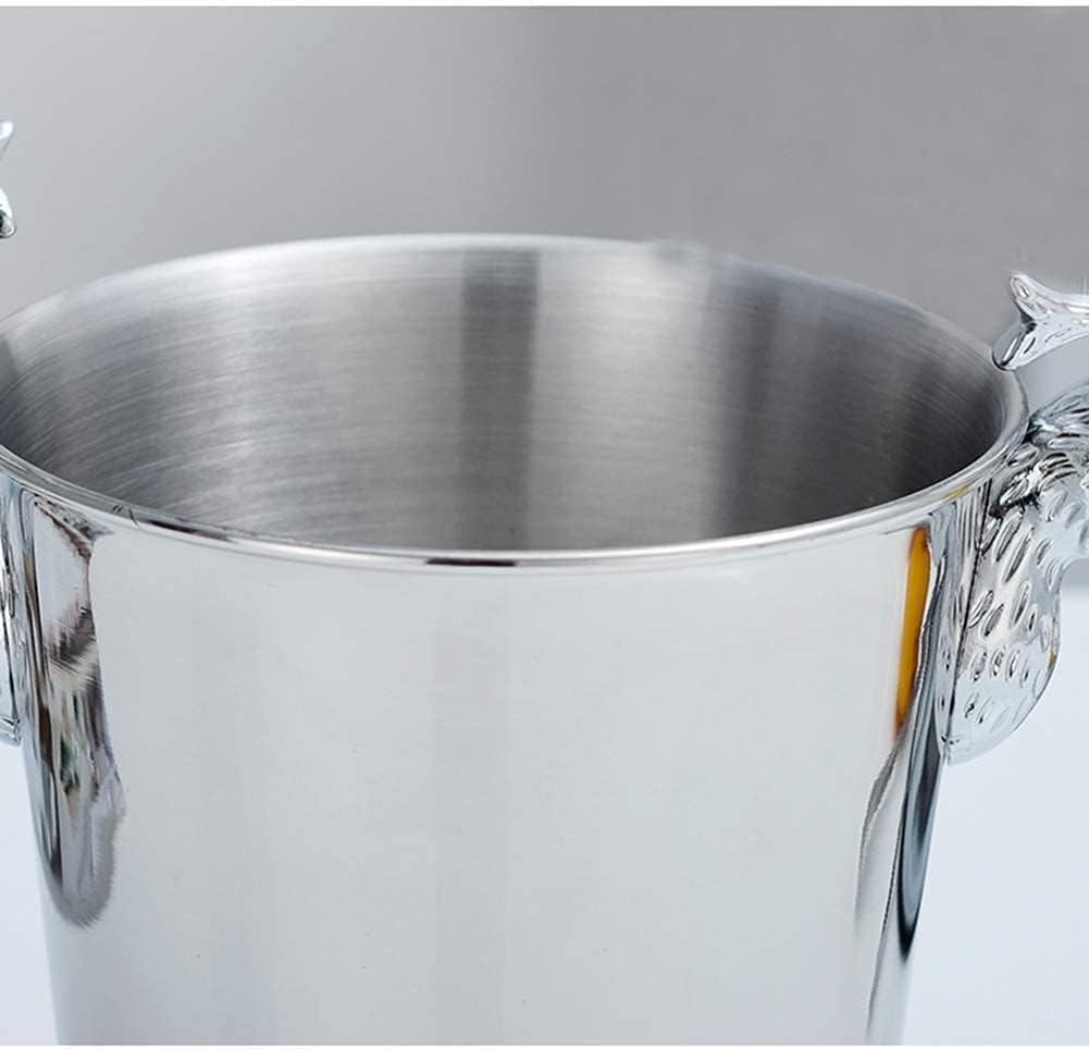 Ice Cube Storage Large Metal ChampagneStainless Steel Plated Ice Bucket Retro Ice Bucket Suitable for Beer, Wine and Cocktail Parties/Gold/s (Silver Large)