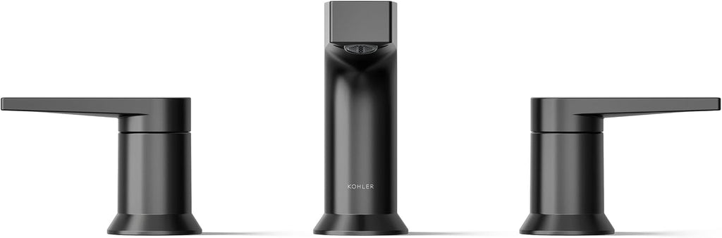 Kohler K97100-4-BL Taut 1.2 GPM Widespread Bathroom Faucet with Pop-Up Drain Assembly Matte Black
