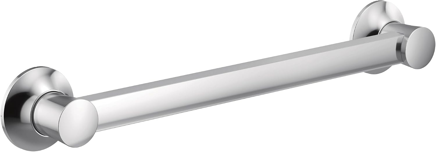 Moen YG0312CH Bathroom Safety 12-Inch Stainless Steel Bathroom Grab Bar, Chrome