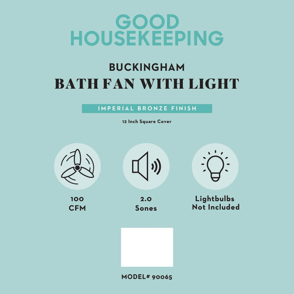 Good Housekeeping 90065 Buckingham Decorative Bathroom Ventilation Exhaust Fan with Light and Nightlight, Medium, Imperial Bronze