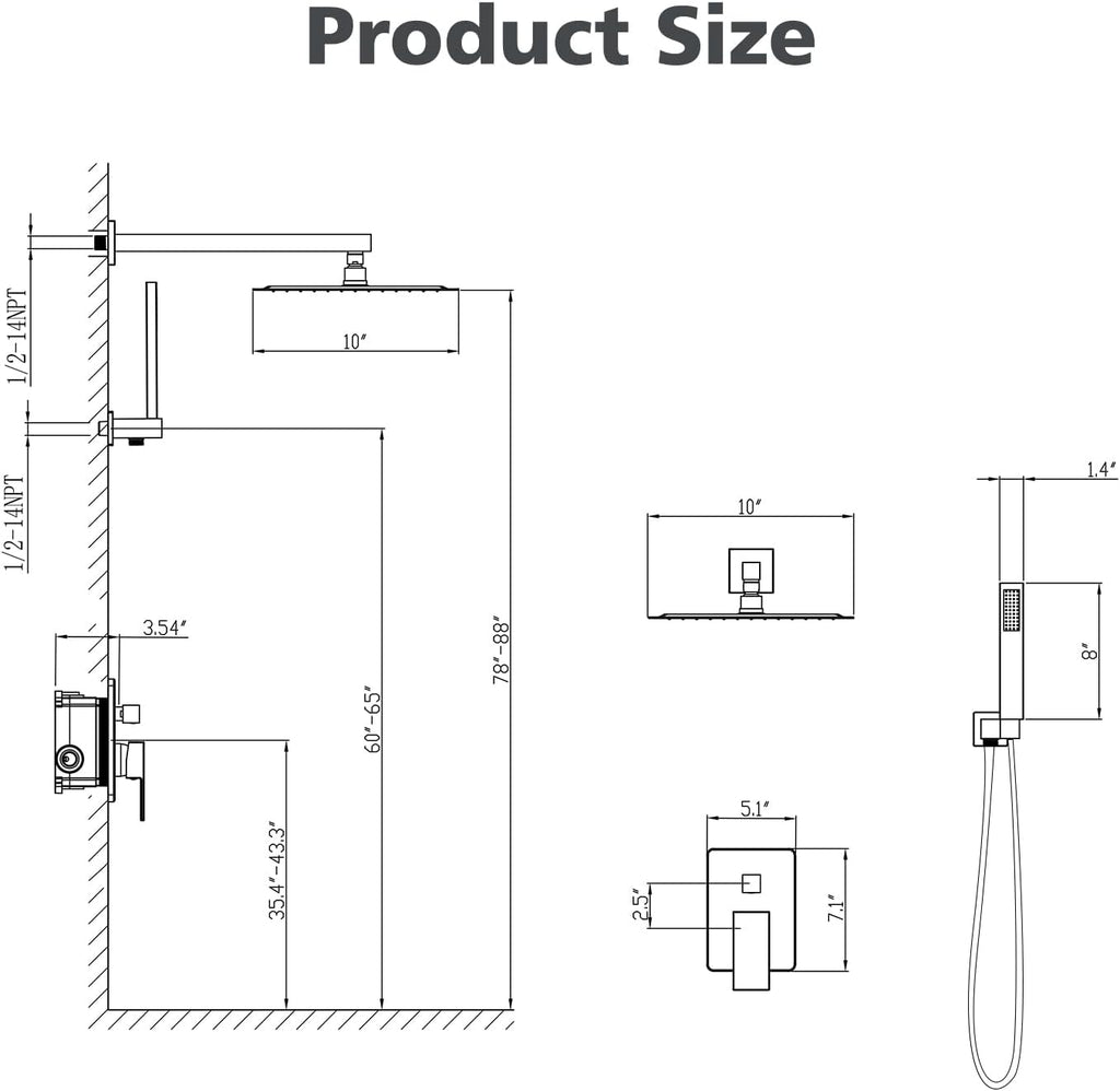 Gabrylly Shower System, Gold Shower Faucet Set, High Pressure 10 Inch Rain Shower Head with Handheld Spray Combo, All Metal Shower Head Set with Shower Valve Kit, Brushed Gold