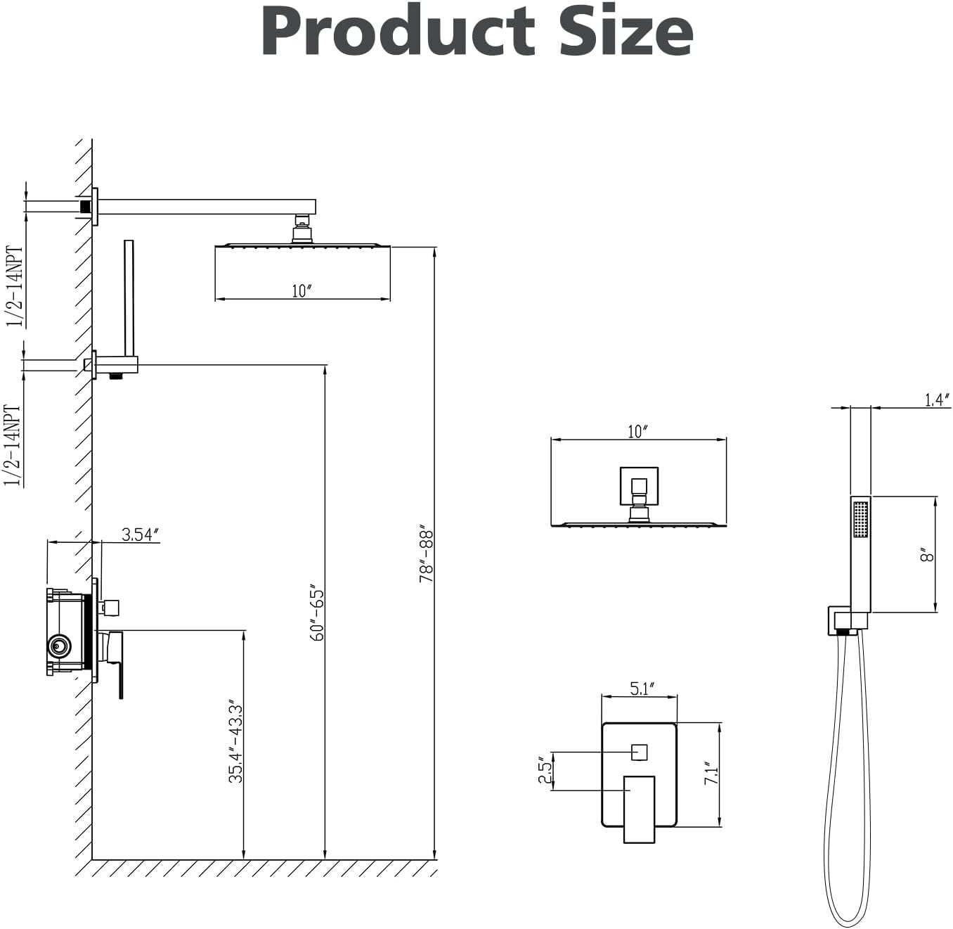 Gabrylly Shower System, Gold Shower Faucet Set, High Pressure 10 Inch Rain Shower Head with Handheld Spray Combo, All Metal Shower Head Set with Shower Valve Kit, Brushed Gold
