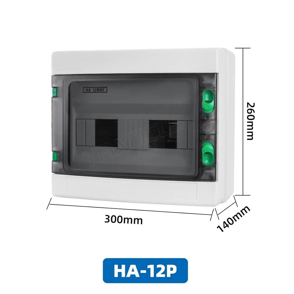 IP65 Outdoor Waterproof Electrical Distribution Box 4 8 12 18 24 Ways MCB Switch Meter Timer PC Plastic Junction Wire(12 Ways)