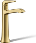 Kohler K-22023-4 Tempered 1.2 GPM Single Hole Vessel Bathroom Faucet with Pop-Up Drain Assembly - Vibrant Brushed Moderne Brass
