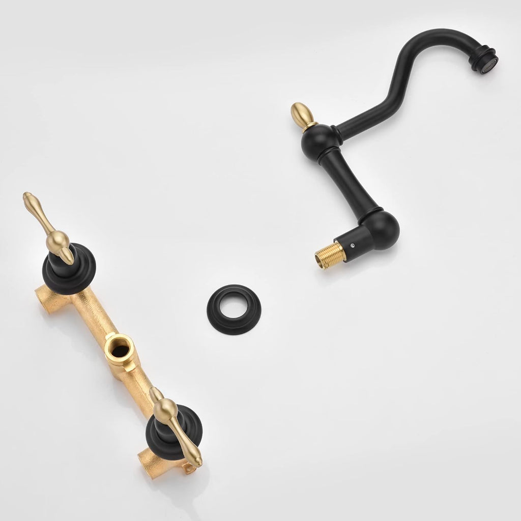 sumerain Wall Mount Bathtub Faucet Matte Black Tub Filler Vintage Style Tub Faucet